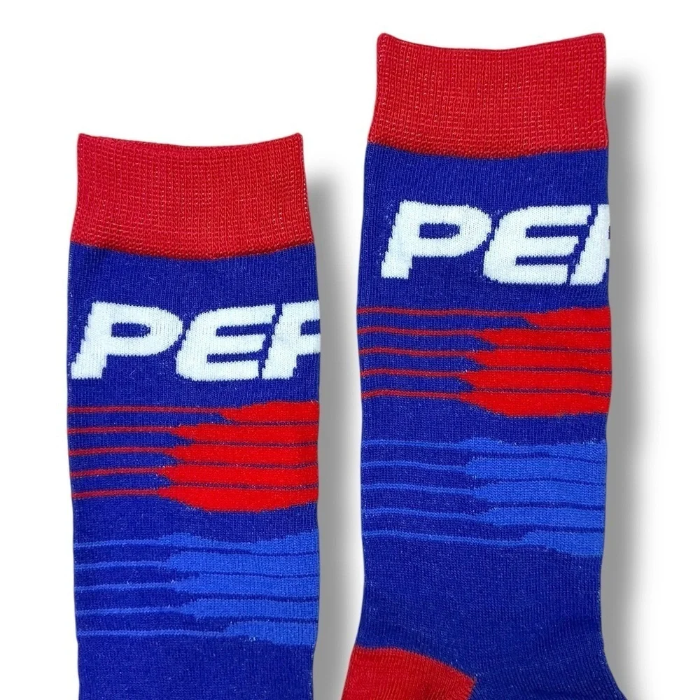 Pepsi Novelty Crew  Socks Reinforced Toe Heel Red Blue Unisex Men Shoe SZ 6-13